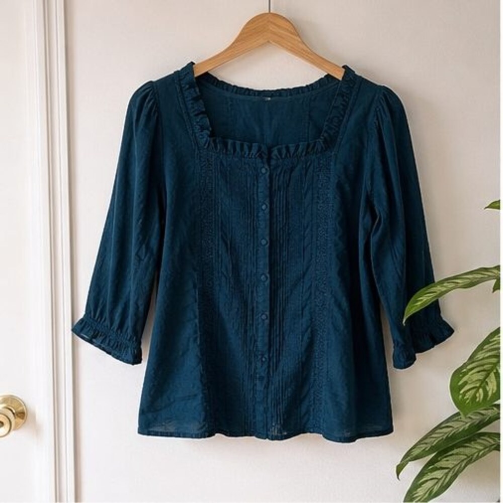 Teal Pleated Blouse